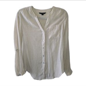 Zac & Rachel Cream Gauzey Button-Down Shirt Women's Small
